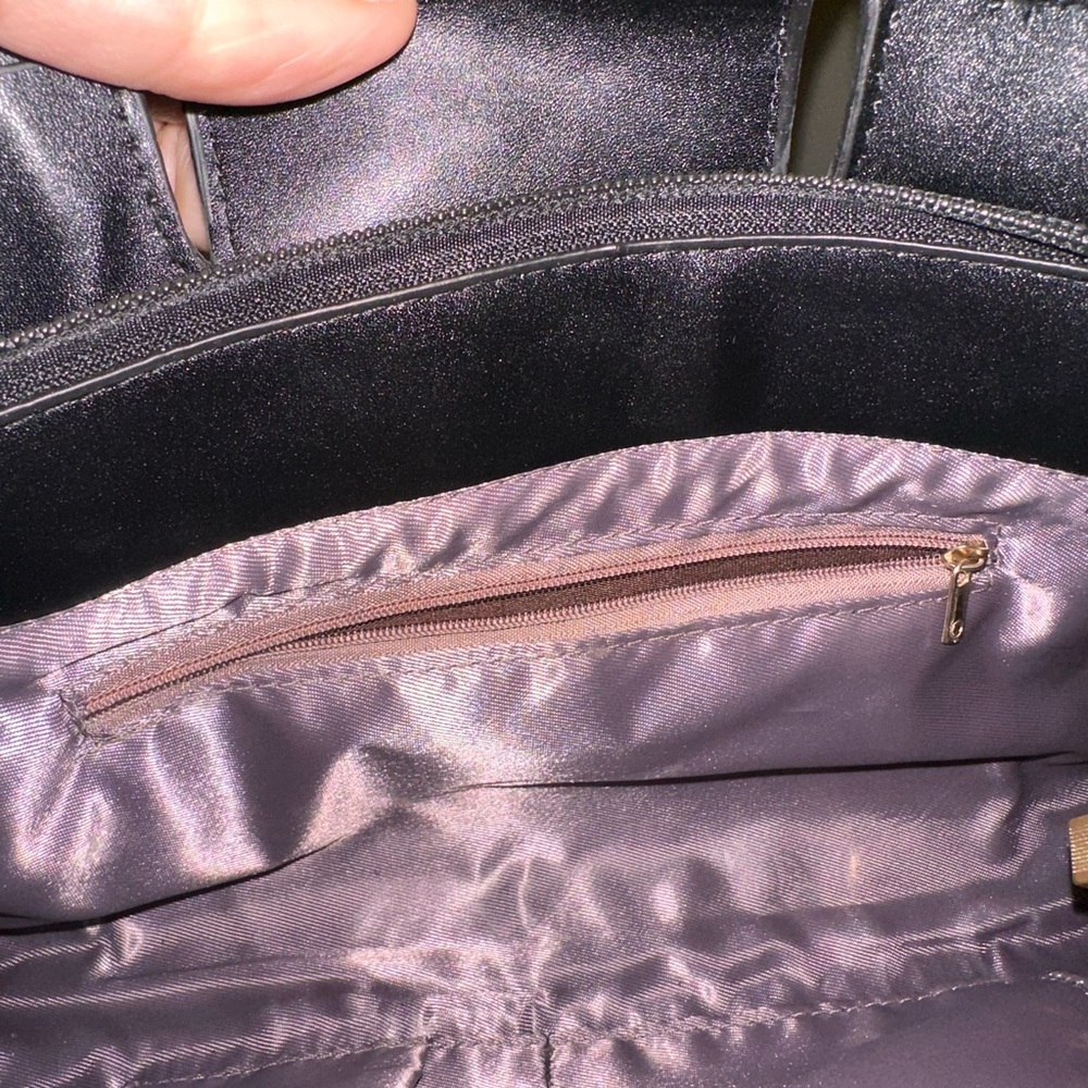 Black Croc-Embossed Shoulder Bag with Top Handle - Picture 3 of 8